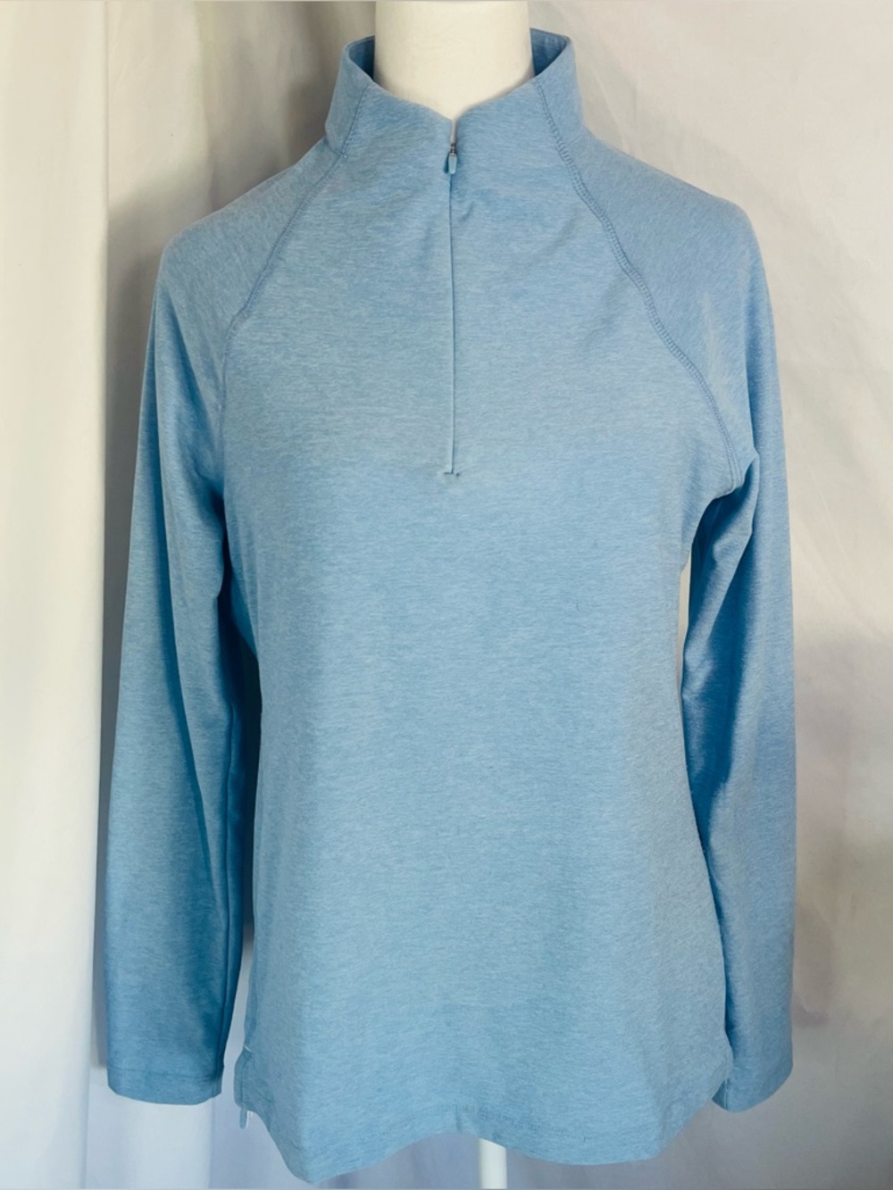Peter Millar Women's Melange Raglan Perth Quarter-Zip Top Light Blue M Golf